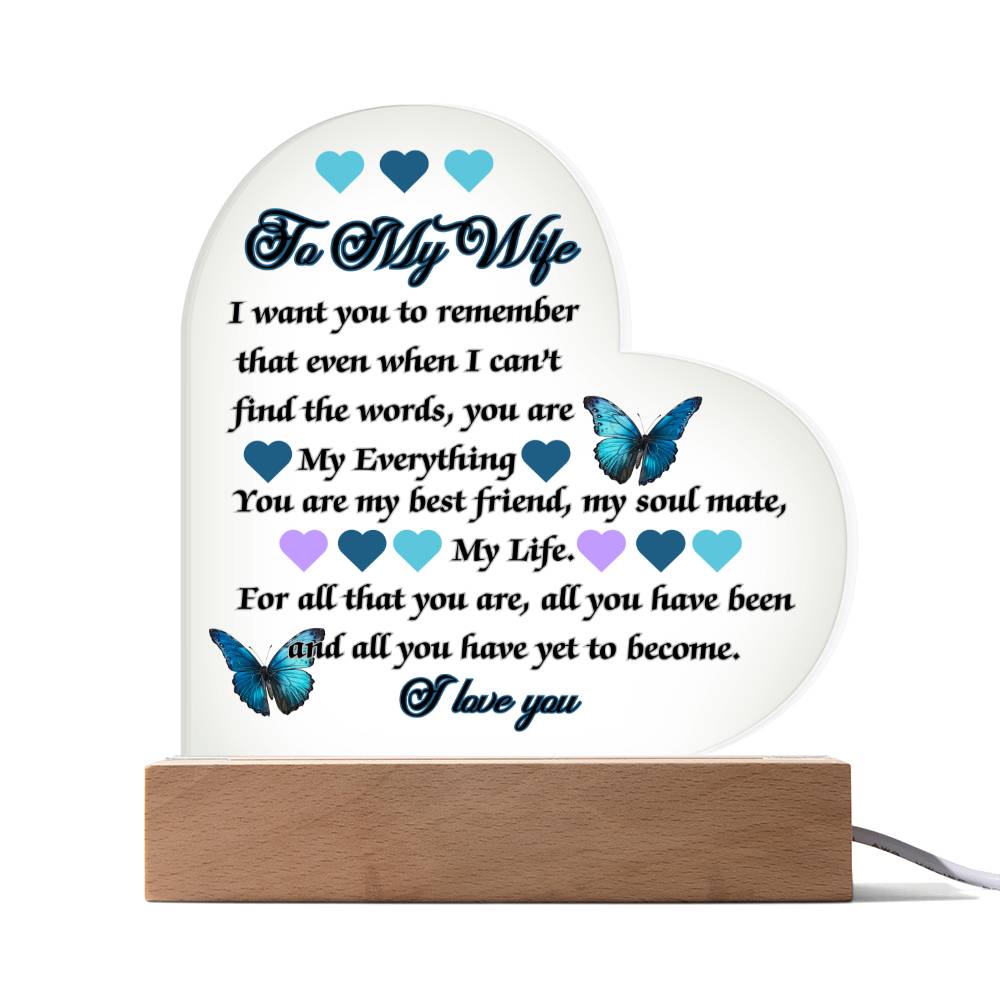 Beautiful Acrylic Heart Plaque - To My Wife, You are my BEST FRIEND, my EVERYTHING