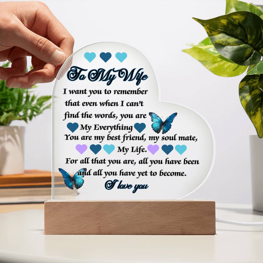 Beautiful Acrylic Heart Plaque - To My Wife, You are my BEST FRIEND, my EVERYTHING