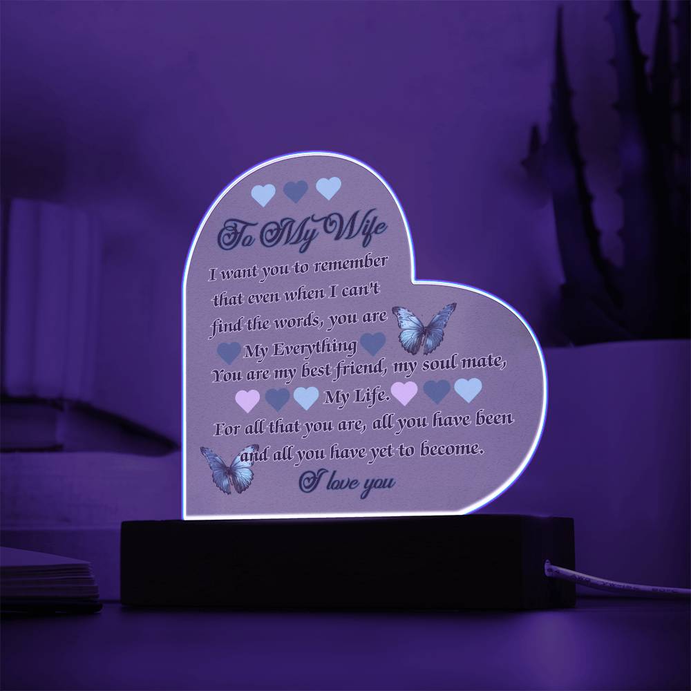 Beautiful Acrylic Heart Plaque - To My Wife, You are my BEST FRIEND, my EVERYTHING