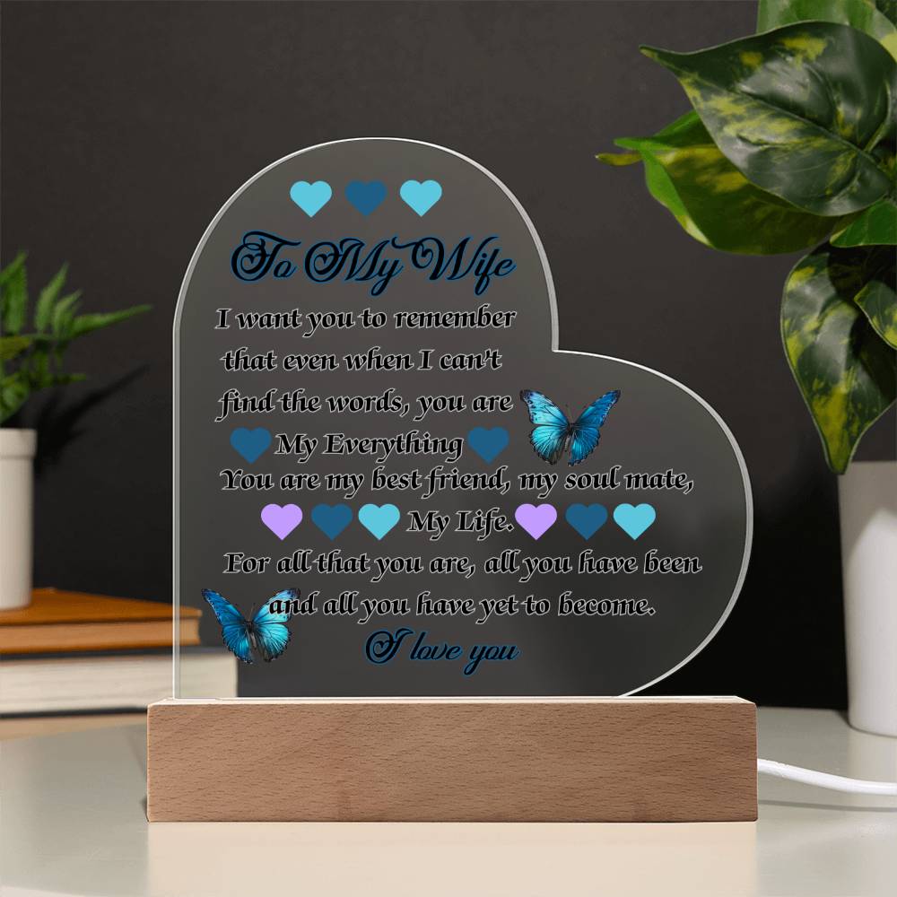 Beautiful Acrylic Heart Plaque - To My Wife, You are my BEST FRIEND, my EVERYTHING