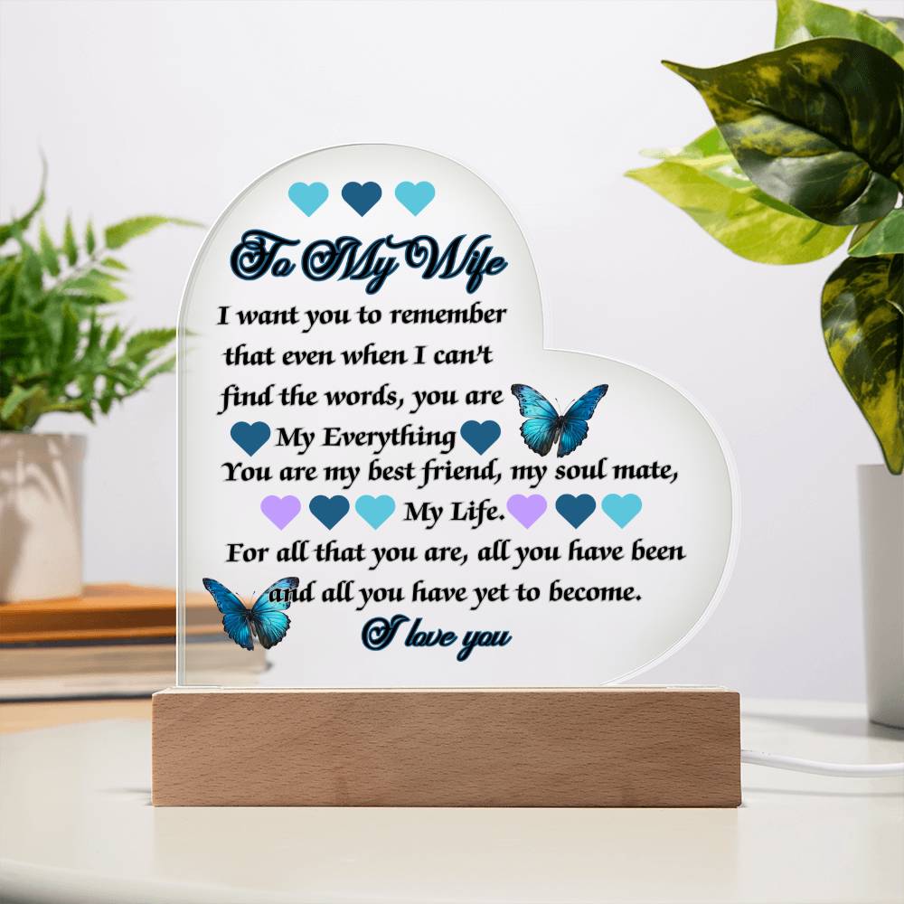 Beautiful Acrylic Heart Plaque - To My Wife, You are my BEST FRIEND, my EVERYTHING