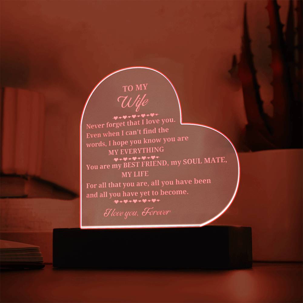 Stunning Heart sign for your beautiful wife-comes with LED base!