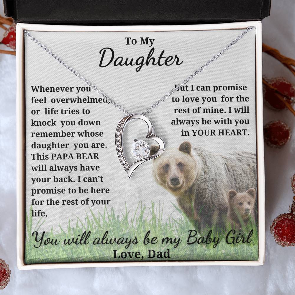 Forever Love Heart Necklace for your Daughter-she'll always be your Baby Girl