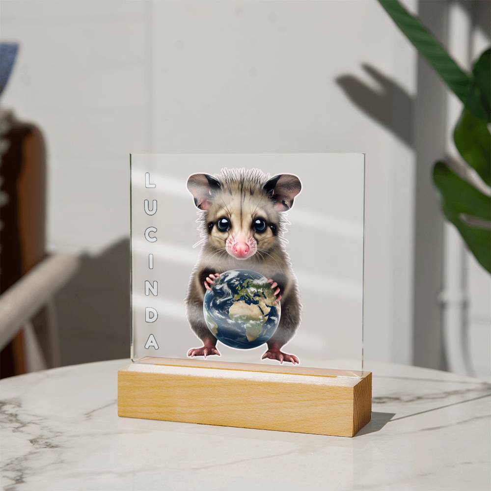 Personalized Possum Night Light. Cute Custom opossum sign. She's your whole world. Show your feral girl  you get her! Baby animal plaque. Gift for girl