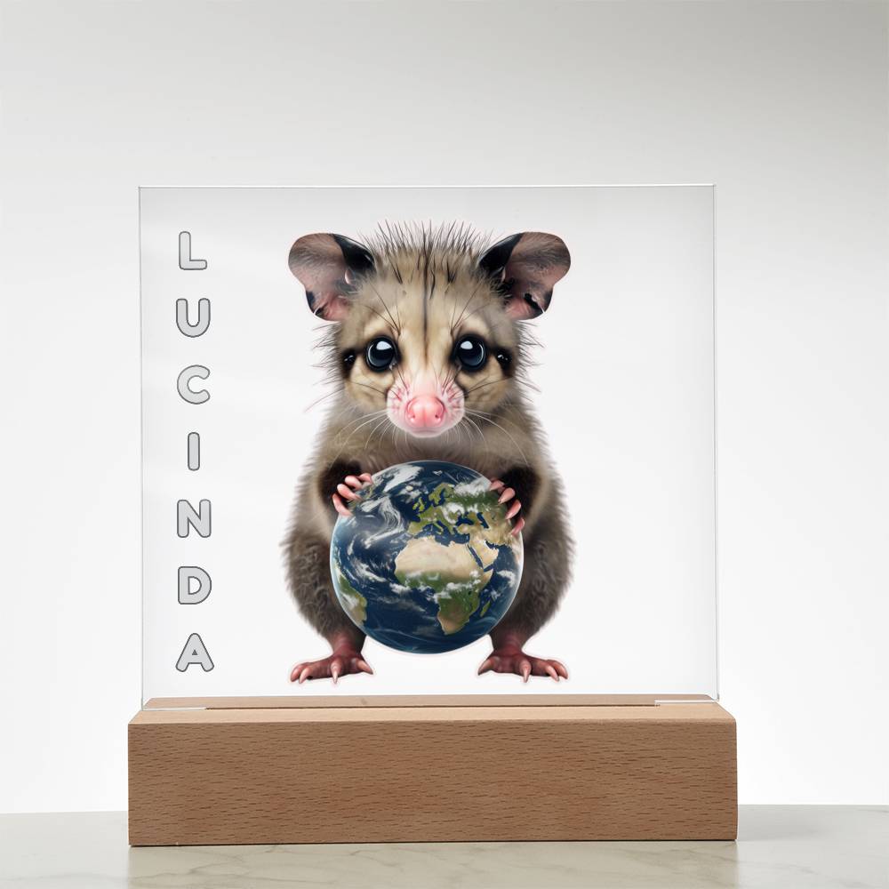 Personalized Possum Night Light. Cute Custom opossum sign. She's your whole world. Show your feral girl  you get her! Baby animal plaque. Gift for girl