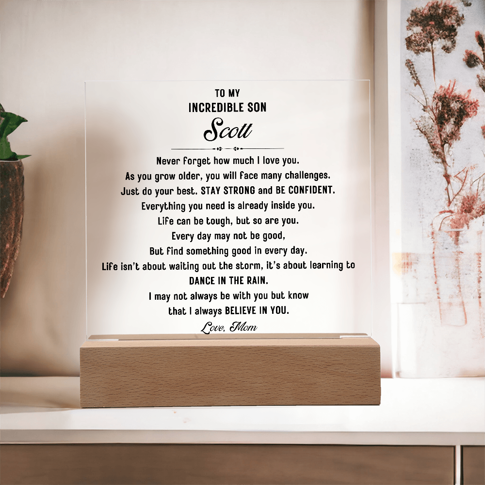 To My Incredible Son Acrylic LED sign