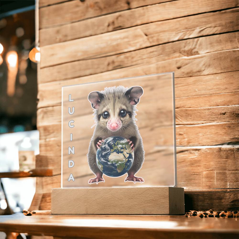 Personalized Possum Night Light. Cute Custom opossum sign. She's your whole world. Show your feral girl  you get her! Baby animal plaque. Gift for girl