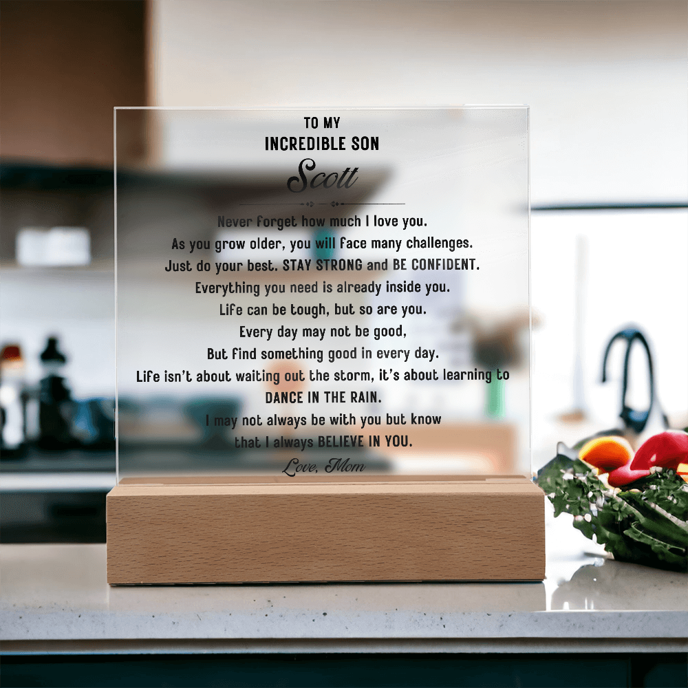 To My Incredible Son Acrylic LED sign