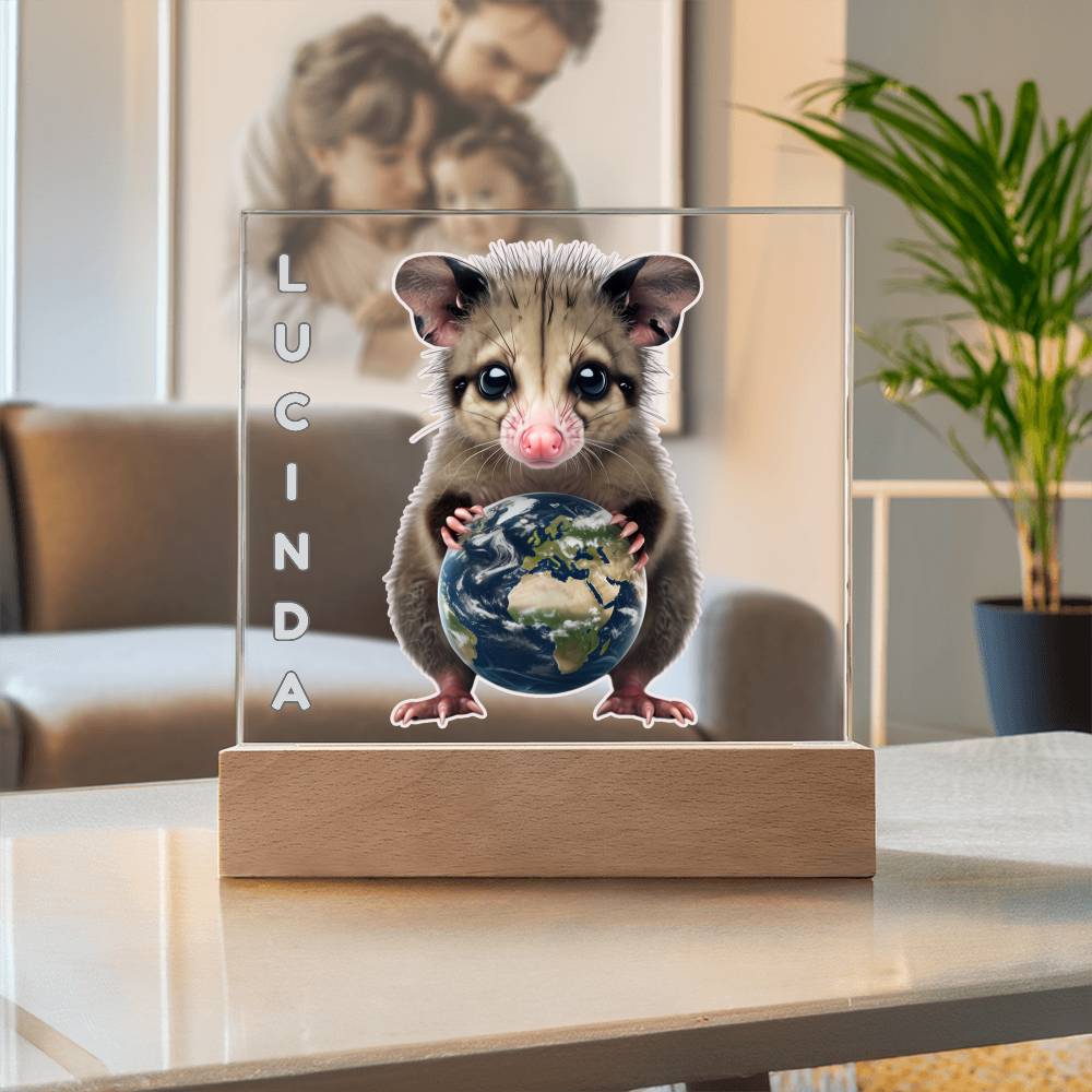 Personalized Possum Night Light. Cute Custom opossum sign. She's your whole world. Show your feral girl  you get her! Baby animal plaque. Gift for girl