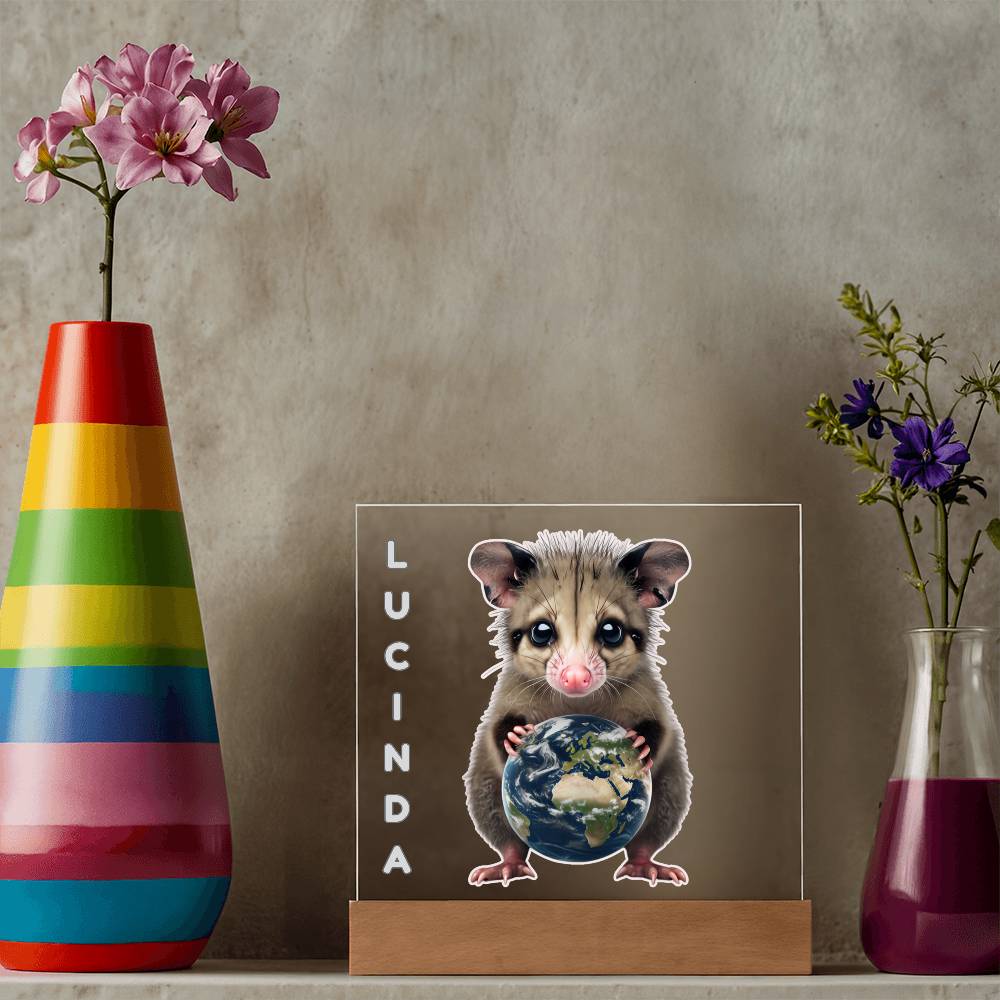 Personalized Possum Night Light. Cute Custom opossum sign. She's your whole world. Show your feral girl  you get her! Baby animal plaque. Gift for girl