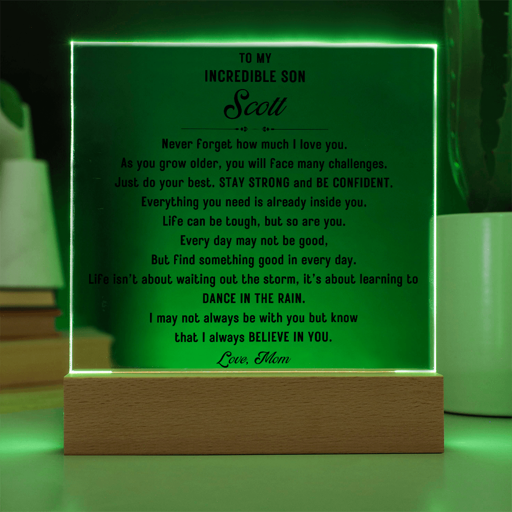To My Incredible Son Acrylic LED sign