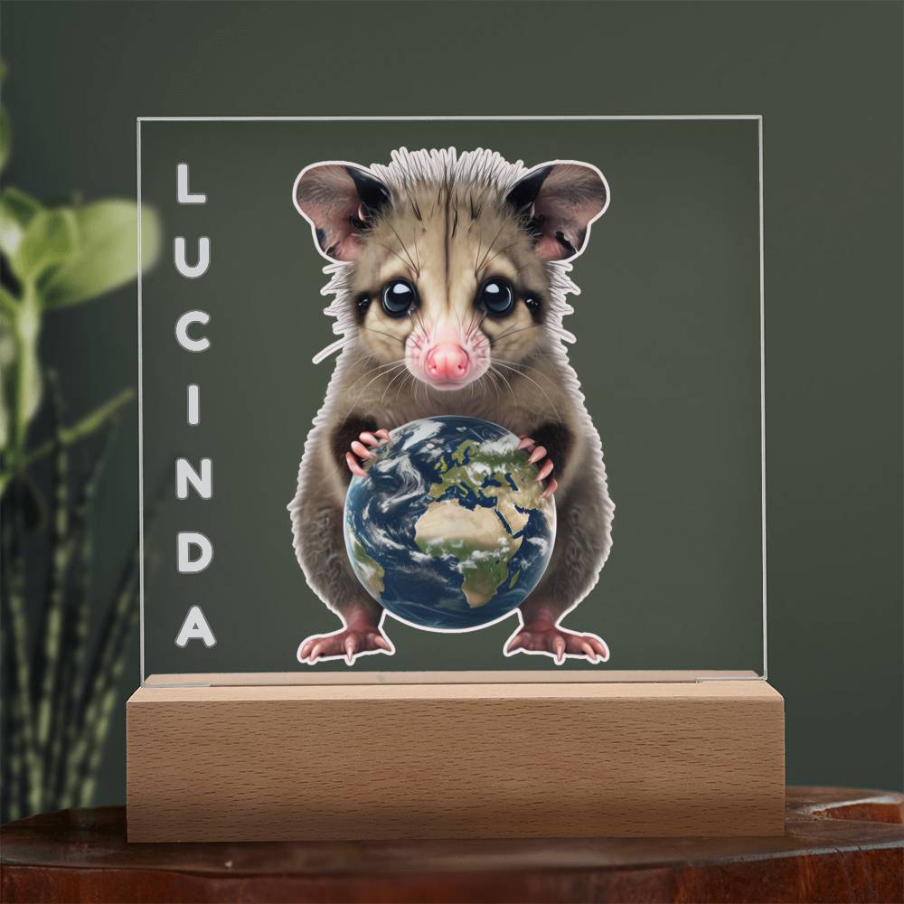 Personalized Possum Night Light. Cute Custom opossum sign. She's your whole world. Show your feral girl  you get her! Baby animal plaque. Gift for girl