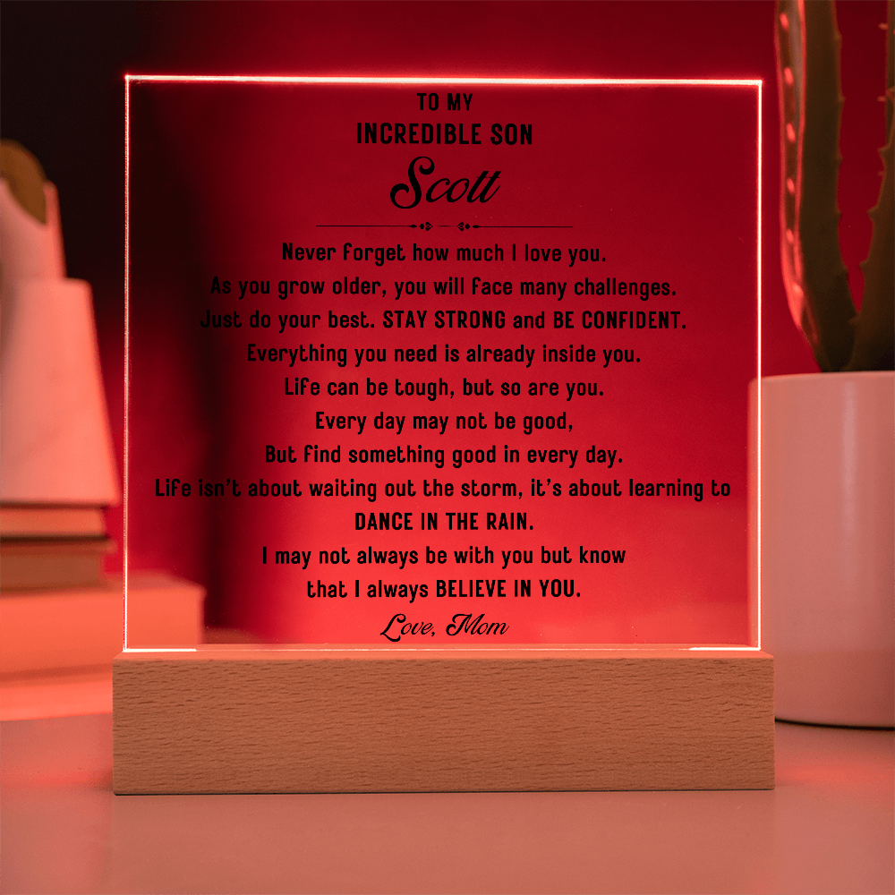To My Incredible Son Acrylic LED sign