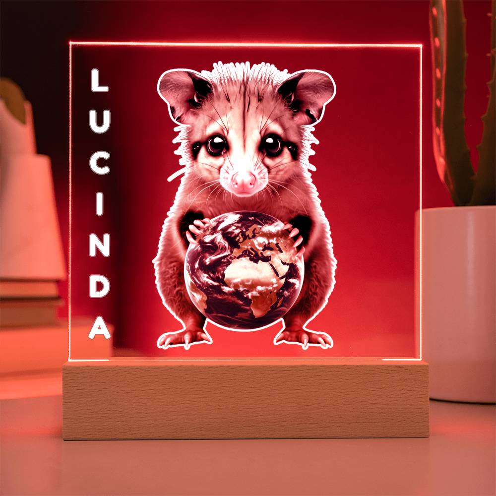 Personalized Possum Night Light. Cute Custom opossum sign. She's your whole world. Show your feral girl  you get her! Baby animal plaque. Gift for girl