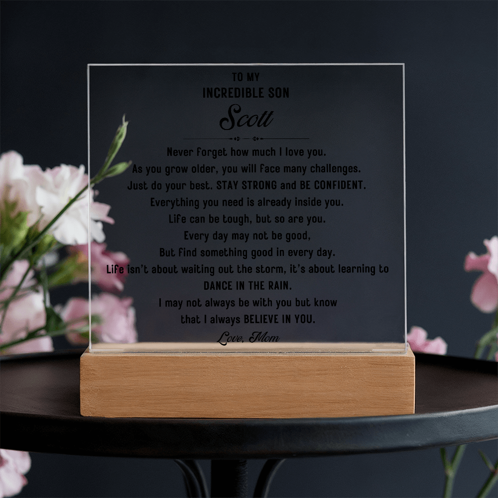 To My Incredible Son Acrylic LED sign