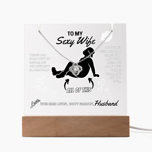 Love Knot Necklace with funny LED greeting card for Your Sexy Wife!- She's so lucky to get ALL of you!