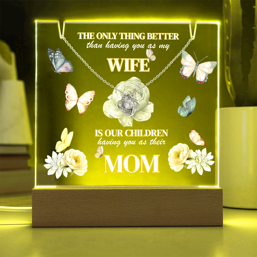Love Knot Necklace presented on LED light up keepsake sign-'The Only Thing Better'