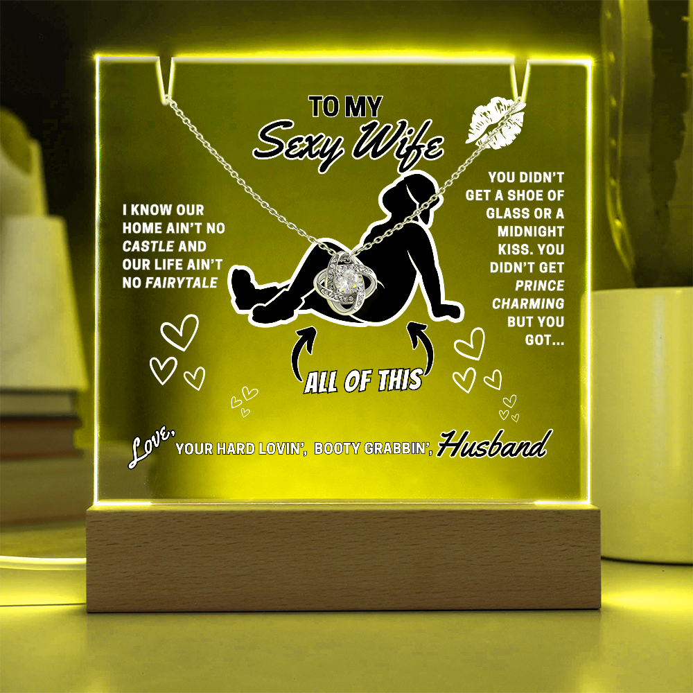 Love Knot Necklace with funny LED greeting card for Your Sexy Wife!- She's so lucky to get ALL of you!