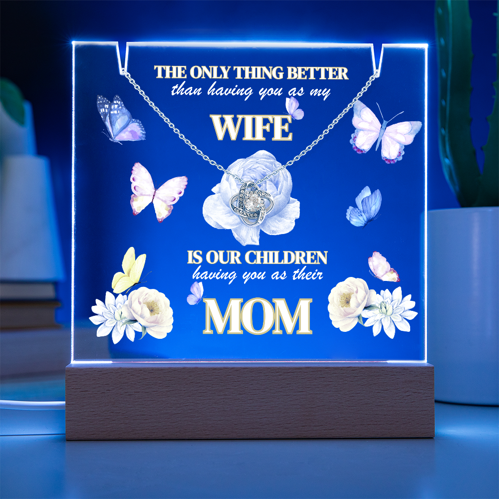 Love Knot Necklace presented on LED light up keepsake sign-'The Only Thing Better'