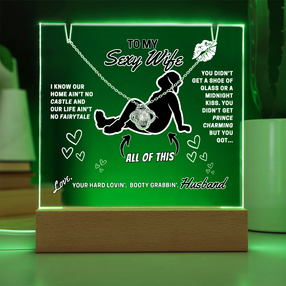 Love Knot Necklace with funny LED greeting card for Your Sexy Wife!- She's so lucky to get ALL of you!