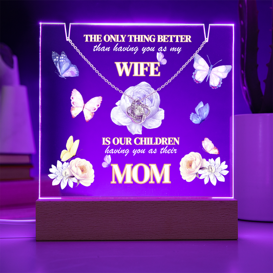 Love Knot Necklace presented on LED light up keepsake sign-'The Only Thing Better'