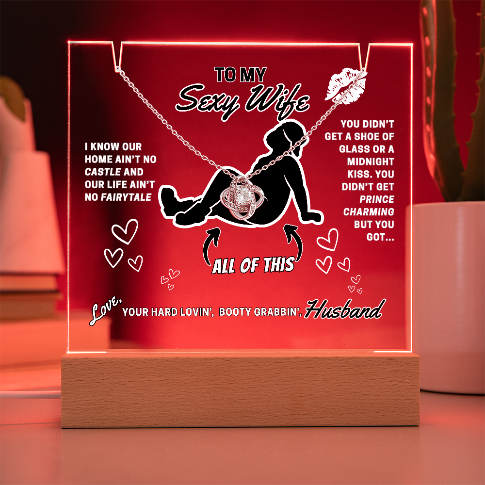 Love Knot Necklace with funny LED greeting card for Your Sexy Wife!- She's so lucky to get ALL of you!