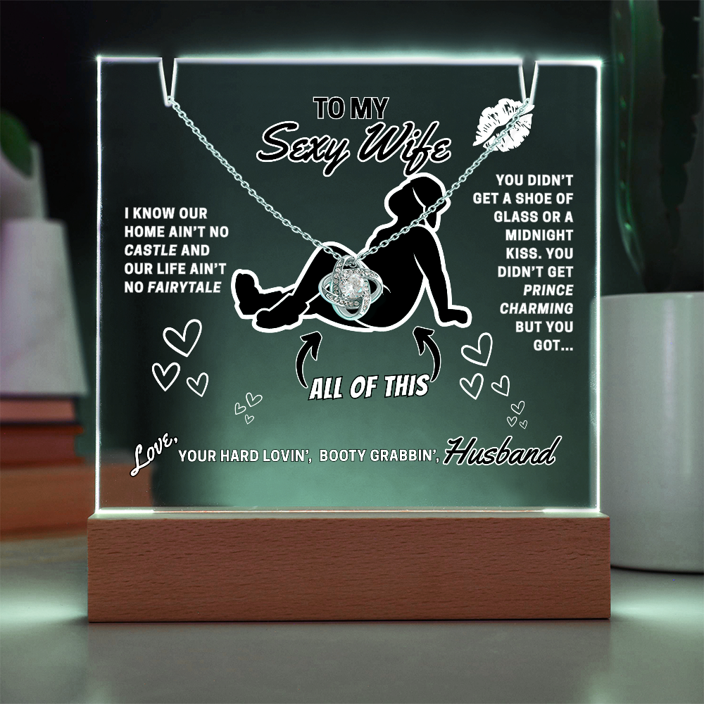 Love Knot Necklace with funny LED greeting card for Your Sexy Wife!- She's so lucky to get ALL of you!