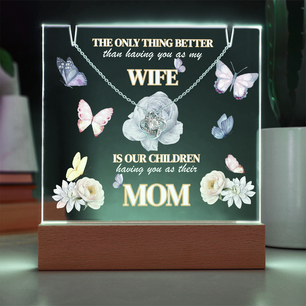 Love Knot Necklace presented on LED light up keepsake sign-'The Only Thing Better'