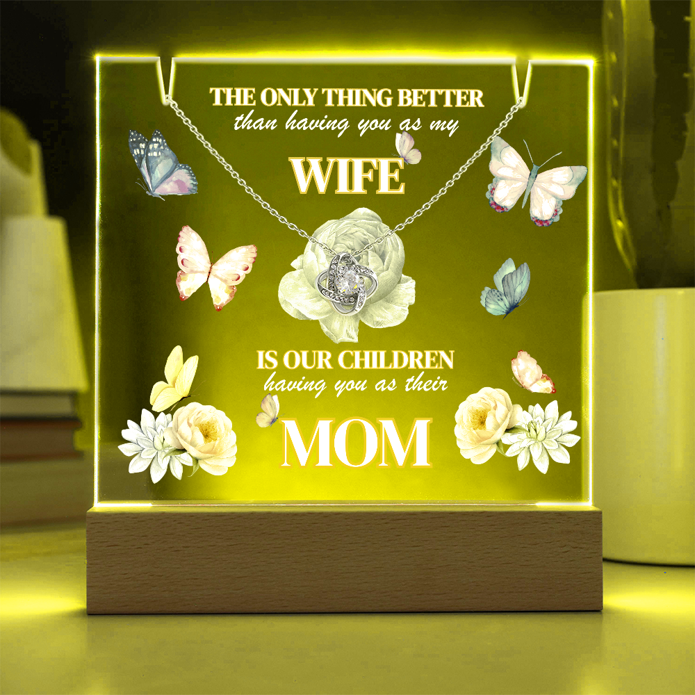 Love Knot Necklace presented on LED light up keepsake sign-'The Only Thing Better'