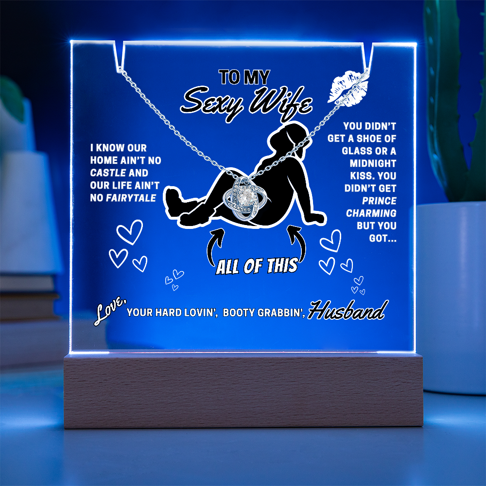 Love Knot Necklace with funny LED greeting card for Your Sexy Wife!- She's so lucky to get ALL of you!