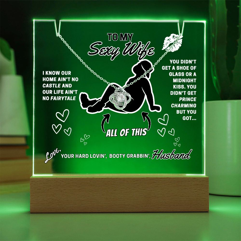 Love Knot Necklace with funny LED greeting card for Your Sexy Wife!- She's so lucky to get ALL of you!