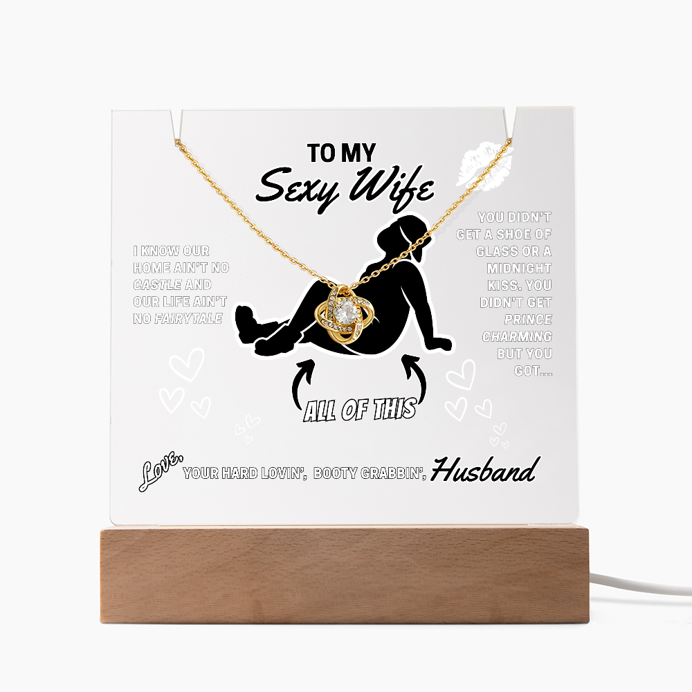 Love Knot Necklace with funny LED greeting card for Your Sexy Wife!- She's so lucky to get ALL of you!