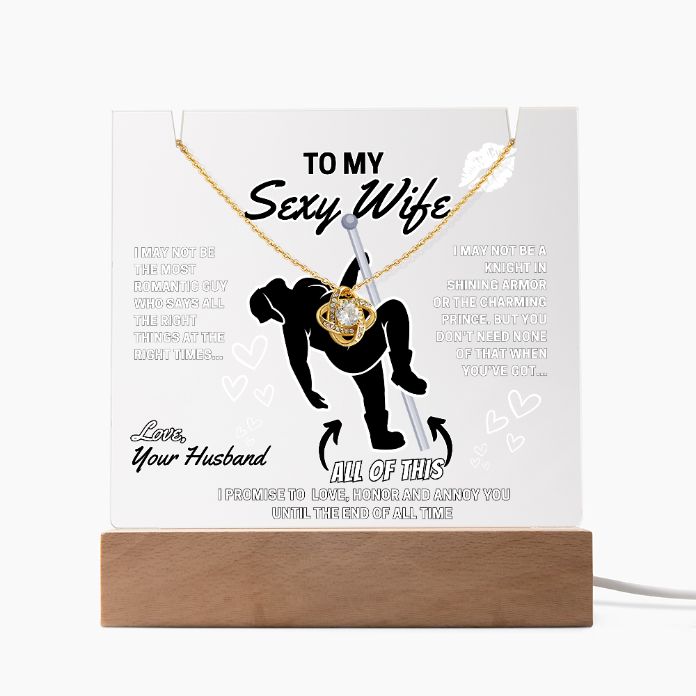 Love Knot Necklace for Your Wife-bundled with keepsake LED lighted greeting card