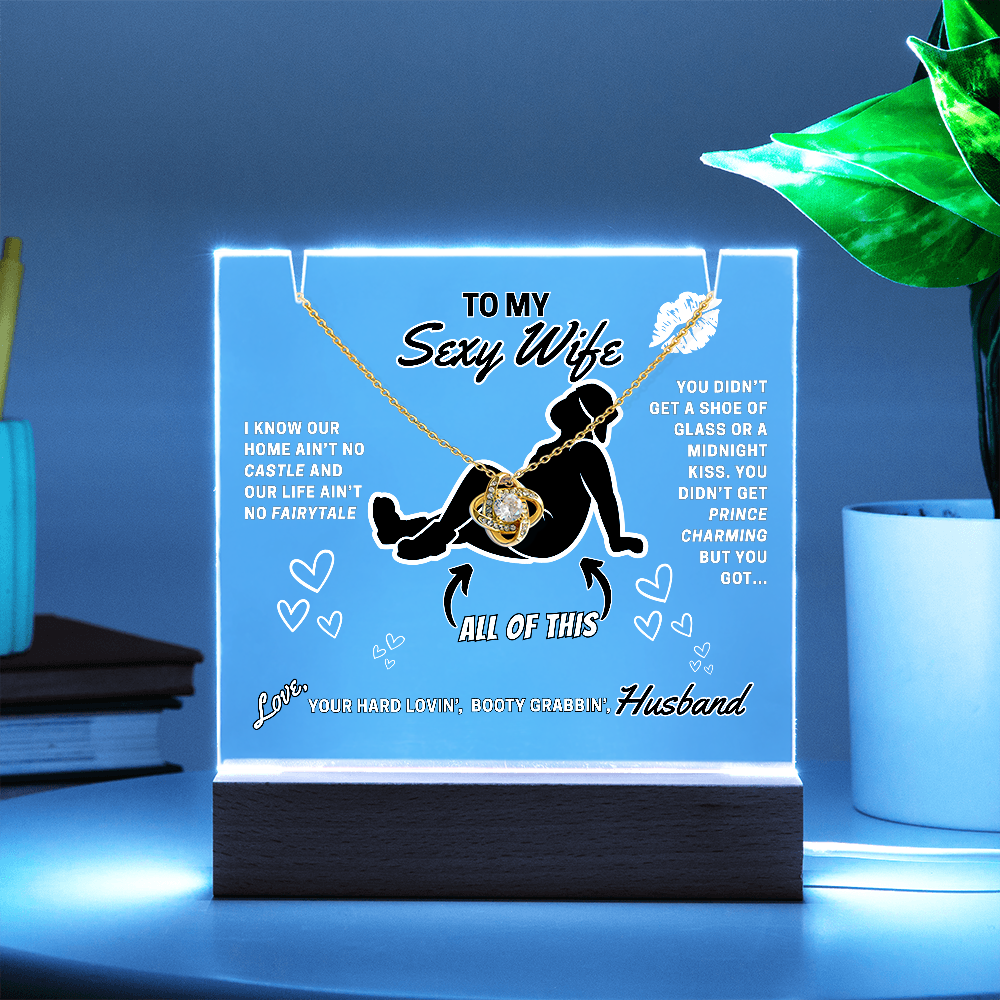 Love Knot Necklace with funny LED greeting card for Your Sexy Wife!- She's so lucky to get ALL of you!