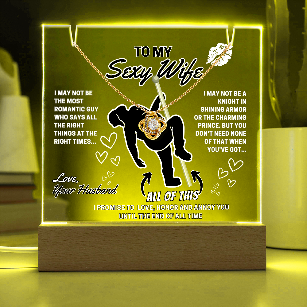 Love Knot Necklace for Your Wife-bundled with keepsake LED lighted greeting card