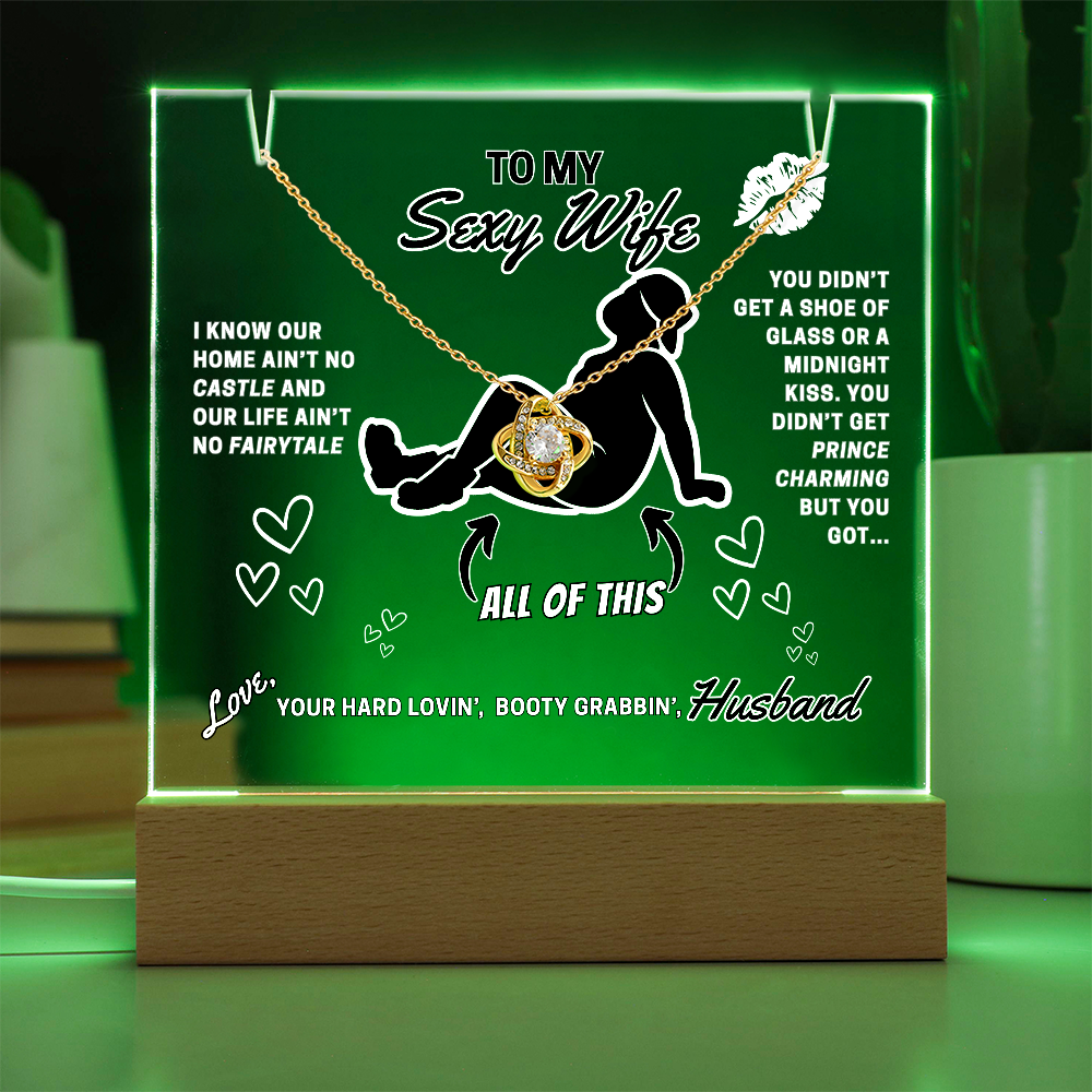 Love Knot Necklace with funny LED greeting card for Your Sexy Wife!- She's so lucky to get ALL of you!