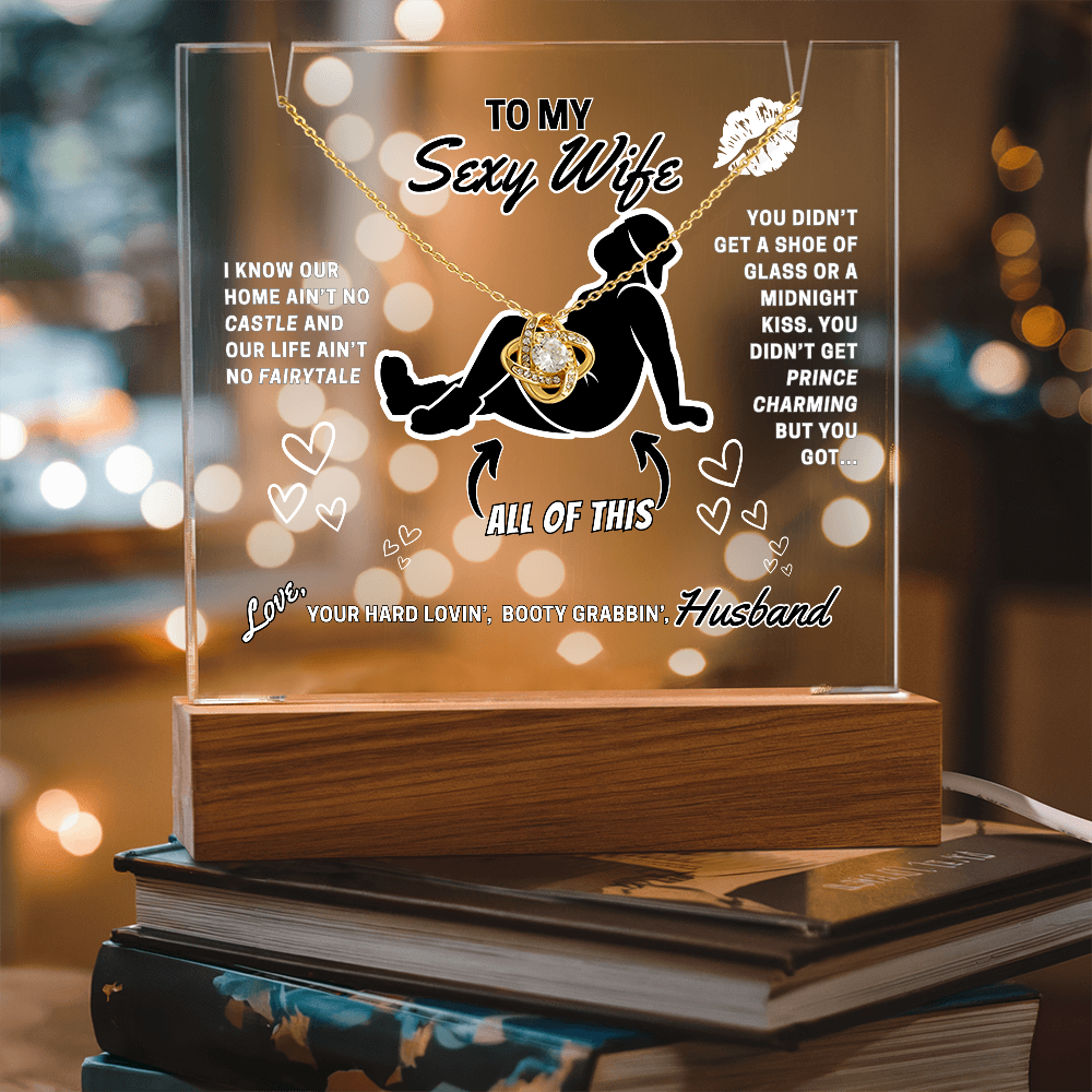 Love Knot Necklace with funny LED greeting card for Your Sexy Wife!- She's so lucky to get ALL of you!