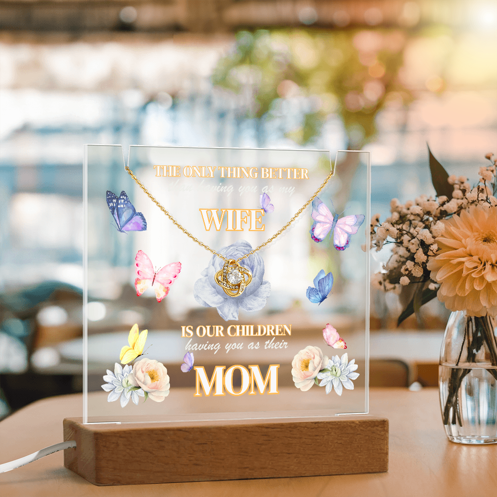 Love Knot Necklace presented on LED light up keepsake sign-'The Only Thing Better'