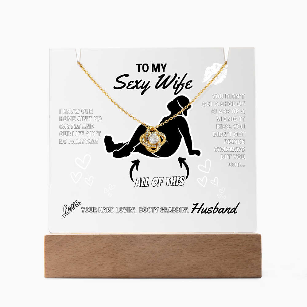 Love Knot Necklace with funny LED greeting card for Your Sexy Wife!- She's so lucky to get ALL of you!