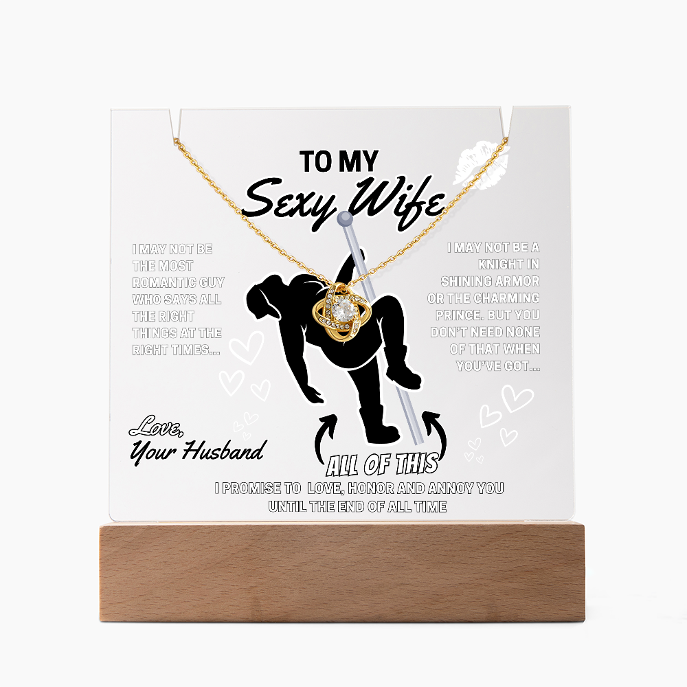 Love Knot Necklace for Your Wife-bundled with keepsake LED lighted greeting card