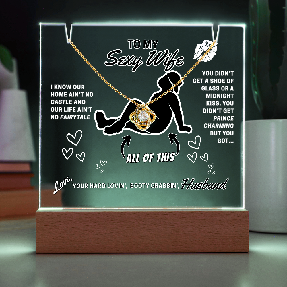 Love Knot Necklace with funny LED greeting card for Your Sexy Wife!- She's so lucky to get ALL of you!
