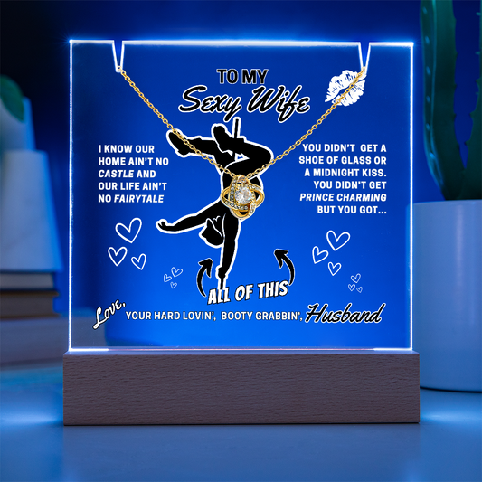 Light up funny- To Your Sexy Wife- greeting card with stunning Love Knot Necklace