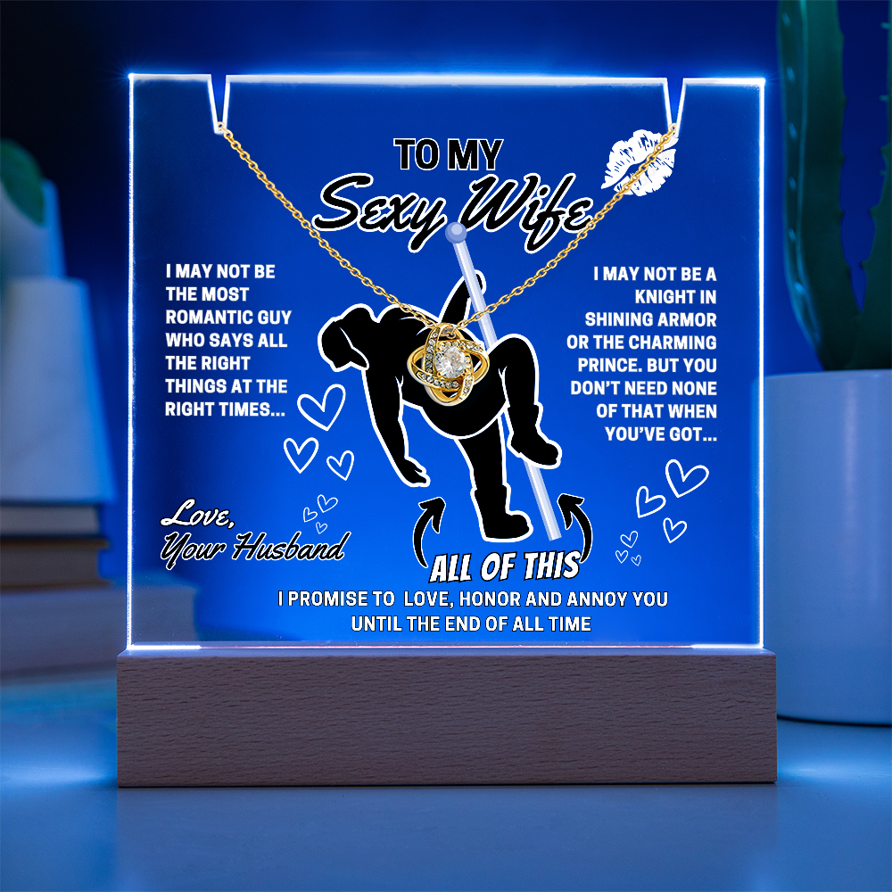 Love Knot Necklace for Your Wife-bundled with keepsake LED lighted greeting card