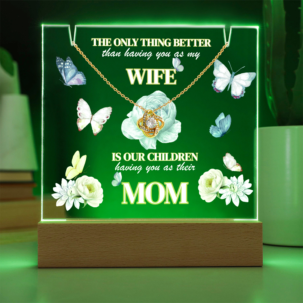 Love Knot Necklace presented on LED light up keepsake sign-'The Only Thing Better'