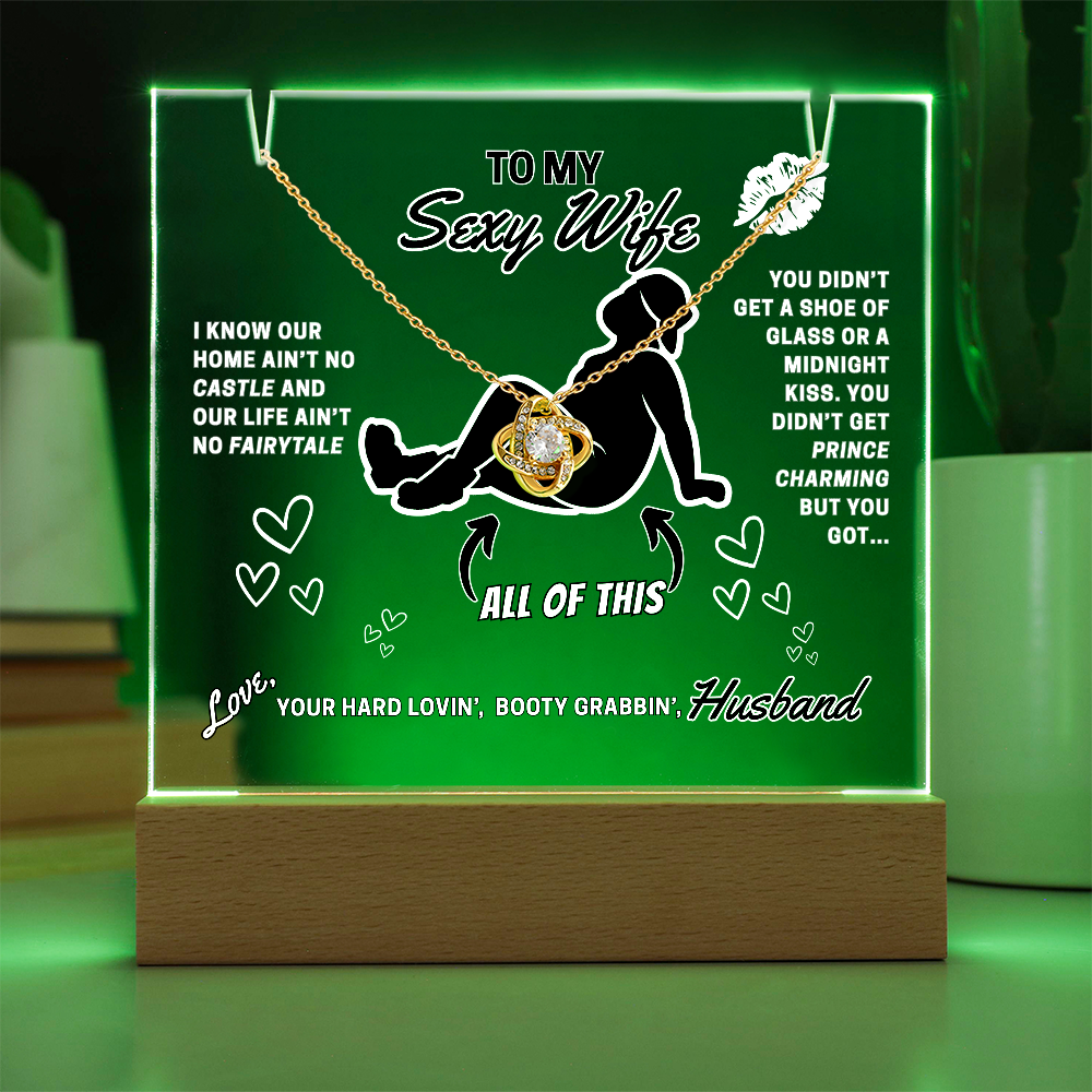 Love Knot Necklace with funny LED greeting card for Your Sexy Wife!- She's so lucky to get ALL of you!