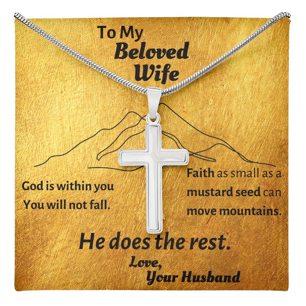 Simple, elegant cross necklace for your Beloved Wife