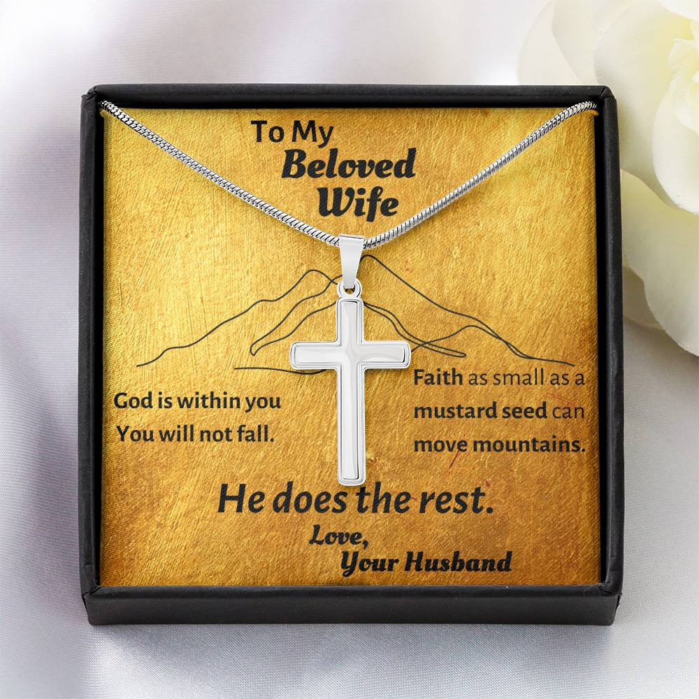 Simple, elegant cross necklace for your Beloved Wife