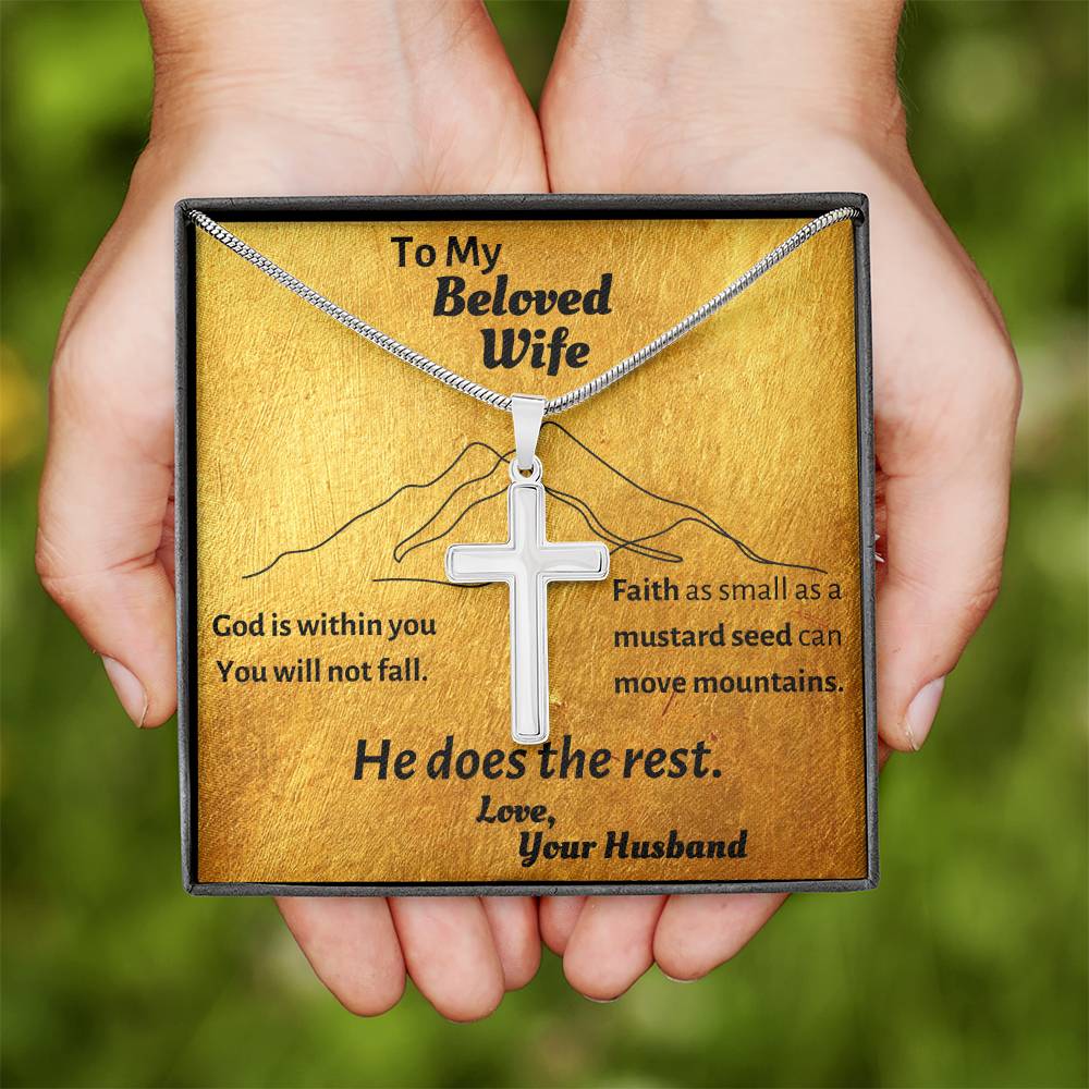 Simple, elegant cross necklace for your Beloved Wife