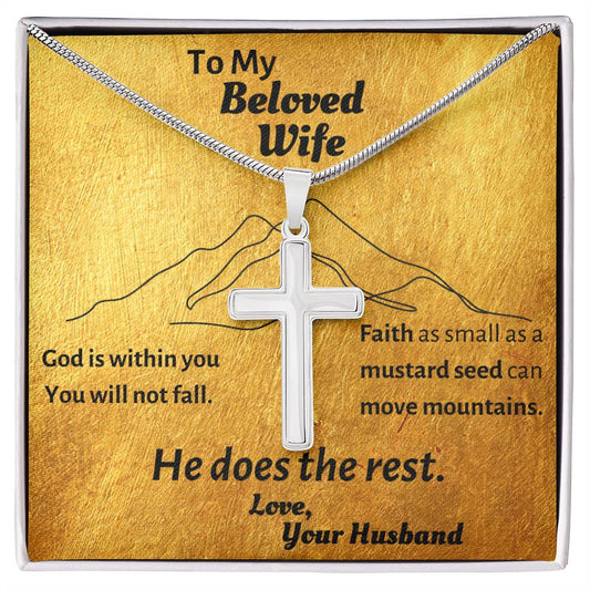 Simple, elegant cross necklace for your Beloved Wife