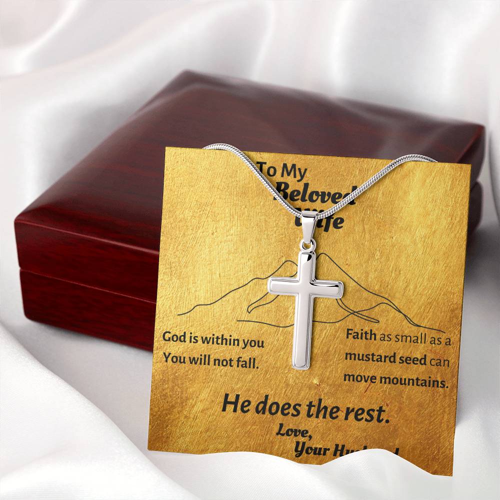 Simple, elegant cross necklace for your Beloved Wife